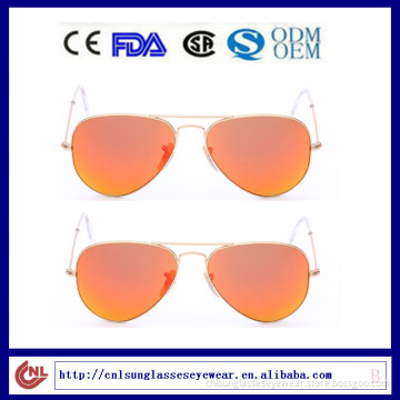 classic aviator style sunglasses with orange mirror lens